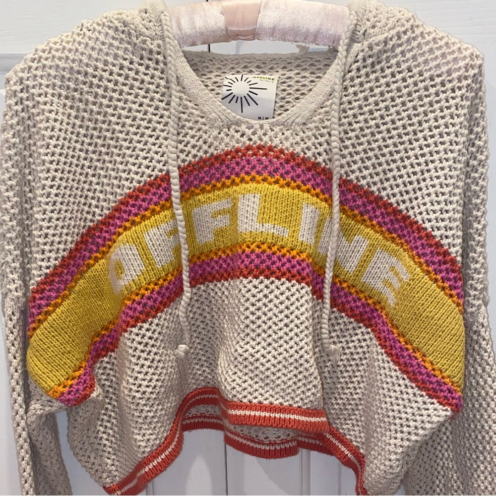 OFFLINE by Aerie /American 🦅 Eagle net woven cropped pullover w/ hood